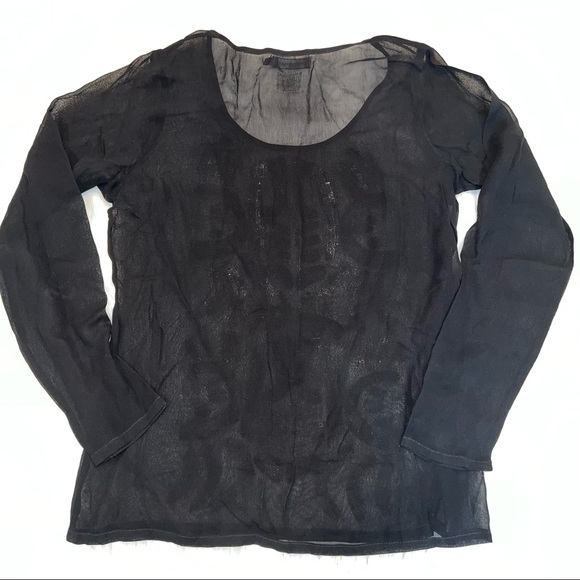 Antik Batik Black Sequined Long Sleeve Sheer Shirt Size 38 / 8 NWOT - Picture 2 of 6